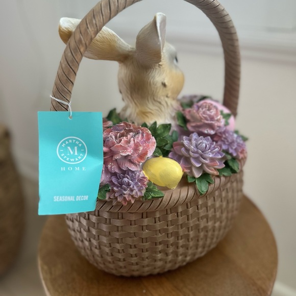 Martha Stewart Easter spring bunny basket ceramic table top decoration - Picture 7 of 12